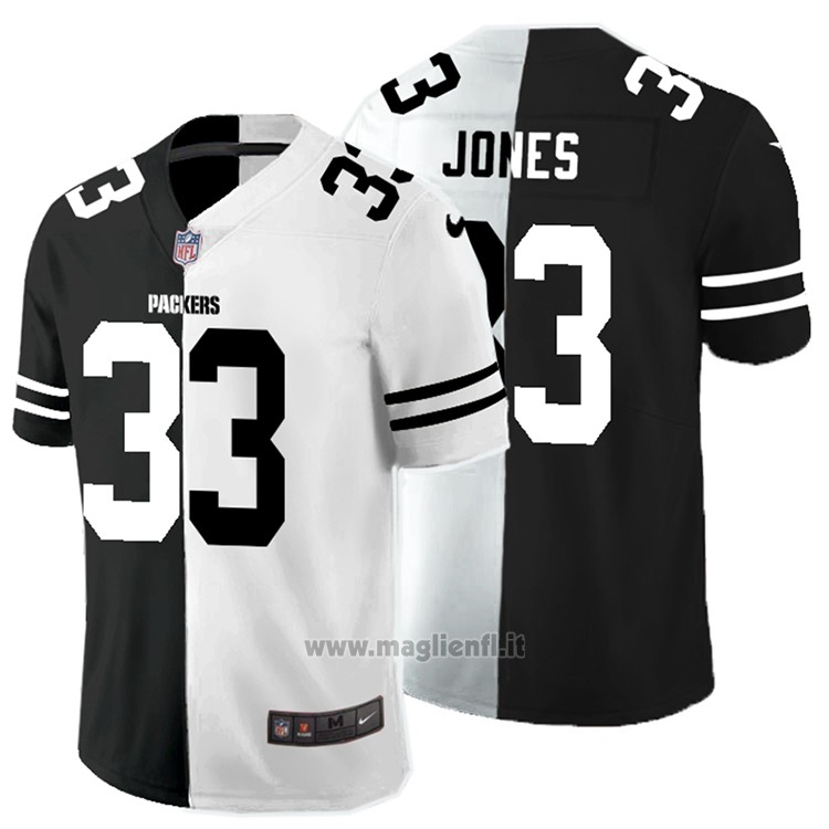 Maglia NFL Limited Green Bay Packers Jones Black White Split